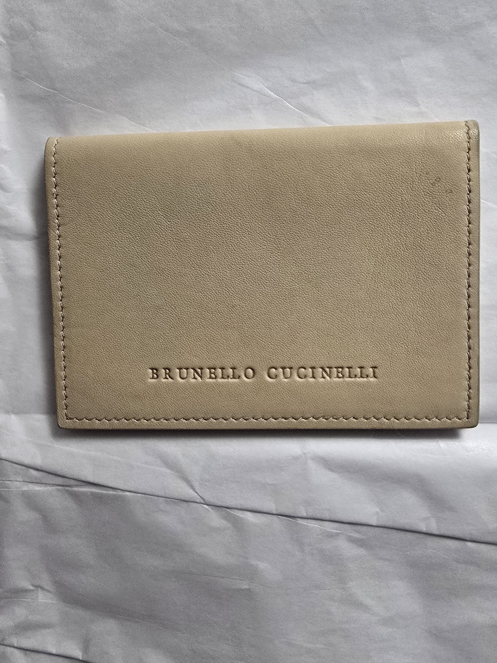 Brunello Cucinelli Cream Leather Card Holder